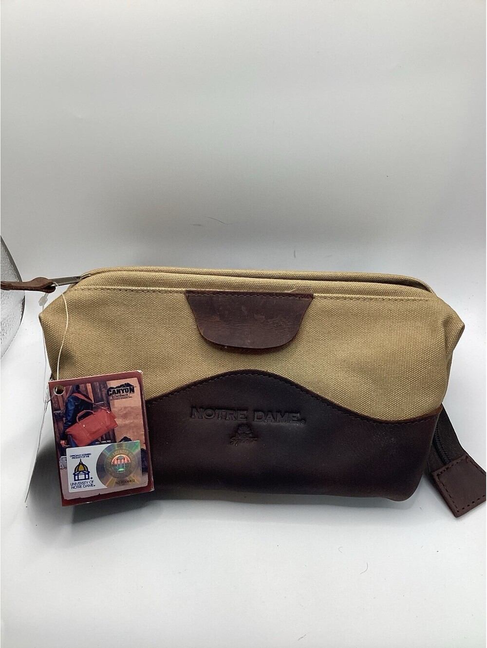 Canyon Outback Notre Dame Canvas Leather Toiletry Bag Dropp Kit